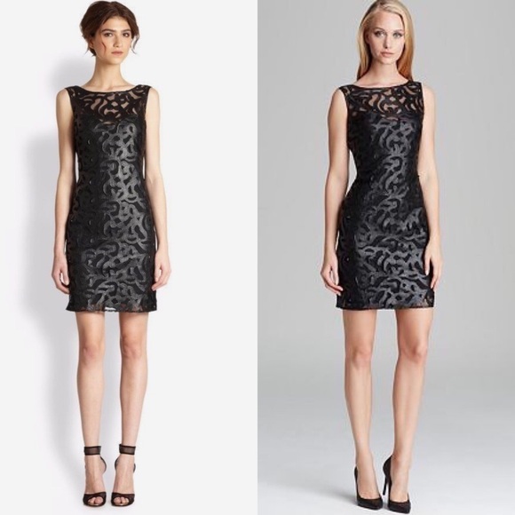 Aidan Mattox Sleeveless Illusion Neckline Dress - Picture 1 of 5